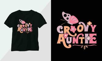 groovy tia - retro groovy inspirado camiseta Projeto com retro estilo vetor