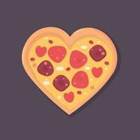 Comida coração em forma calabresa pizza vetor