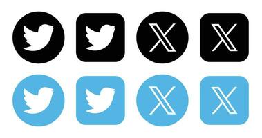 Twitter Novo logotipo . Twitter ícones. Novo Twitter logotipo x 2023. x social meios de comunicação ícone. vetor