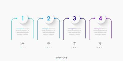 modelo de design de rótulo infográfico vetorial com ícones e 4 opções ou etapas. pode ser usado para diagrama de processo, apresentações, layout de fluxo de trabalho, banner, fluxograma, gráfico de informações. vetor