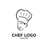 chefe de cozinha sorrir logotipo Projeto criativo idéia para restaurante o negócio vetor