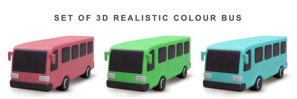 3d realista conjunto ônibus em branco fundo. vetor ilustração.