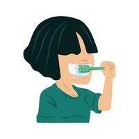 ilustração do pessoas diariamente Atividades escovar seus dentes vetor imagem
