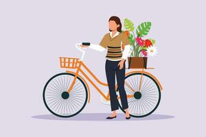 pessoas equitação bicicletas em cidade rua conceito. colori plano vetor ilustração isolado.