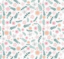 lindo desatado vintage floral padronizar com flor e verde folhas. vetor textura. tendência impressão para têxteis e papel de parede em isolado branco fundo.