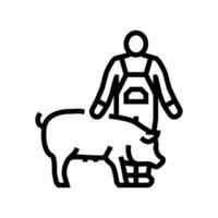 porco agricultor animal linha ícone vetor ilustração