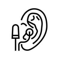 tampão de ouvido uso audiologista médico linha ícone vetor ilustração