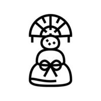 kagami mochi decoração Xintoísmo linha ícone vetor ilustração