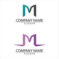 m letter logo template font logo set e identidade para logo business vetor