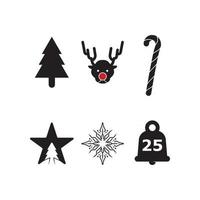 ícone conjunto de ícones de natal ilustração em vetor árvore de natal e design de logotipo