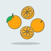 laranja frutas desenho animado vetor ilustração. queda fatiado laranja fruta plano ícone contorno. vôo laranja frutas