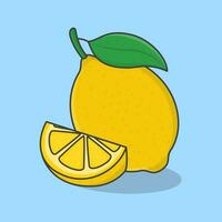 fresco limão fruta desenho animado vetor ilustração. fatia e todo do limão plano ícone esboço