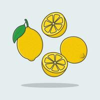 limão frutas desenho animado vetor ilustração. queda fatiado limão fruta plano ícone contorno. vôo limão frutas