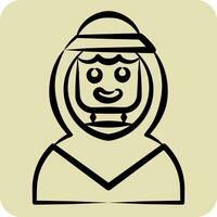 ícone árabe cara. relacionado para saudita arábia símbolo. mão desenhado estilo. simples Projeto editável. simples ilustração vetor