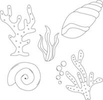 esboço oceano animais clipart conjunto dentro desenho animado estilo. inclui 4 mar animais para crianças e crianças vetor