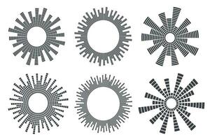 círculo som aceno. audio música equalizador. volta circular ícones definir. espectro radial padronizar e frequência quadro. vetor Projeto