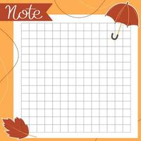 imprimir outono papel Nota modelo. notas, memorando e para Faz Lista usava dentro uma diário, casa ou escritório. vetor