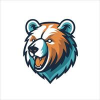 Bravo Urso cabeça mascote logotipo, esports logotipo vetor ilustração Projeto conceito.