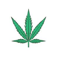 lustroso e simples vetor ilustração do uma erva daninha folha, perfeito para logotipos e ícones. uma limpar, minimalista Projeto para relacionado à cannabis negócios.