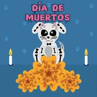 fofa cachorro esqueleto desenho animado dia de muertos vetor ilustração