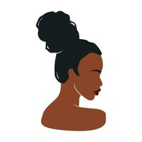 afro americano mulher vetor ilustração retrato. lindo menina Sombrio pele. encaracolado cabelo