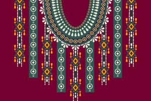 étnico tribal africano geométrico decote colorida padronizar. africano tribal arte camisas moda. étnico pescoço bordado enfeites. tradicional africano roupas Projeto. étnico decote padronizar. vetor
