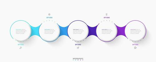 modelo de design de rótulo infográfico vetorial com ícones e 5 opções ou etapas. pode ser usado para diagrama de processo, apresentações, layout de fluxo de trabalho, banner, fluxograma, gráfico de informações. vetor