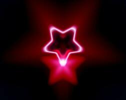 abstrato brilhando néon Estrela iluminação linhas Rosa em Sombrio fundo. Estrela ilustração em noite. vetor eps