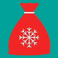 Natal ícone. feliz Novo ano feriado e alegre Natal. vetor ilustração santa vermelho presente saco placa com branco floco de neve.