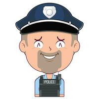 policial sorrir face desenho animado fofa vetor