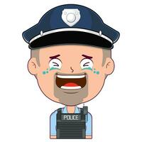 policial rindo face desenho animado fofa vetor