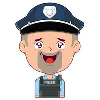 policial feliz face desenho animado fofa vetor