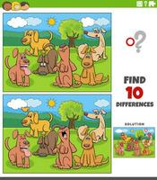 diferenças atividade com desenho animado cachorros personagens grupo vetor