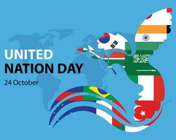 ilustração vetor gráfico do pomba dentro a cores do mundo país bandeiras, mostrando mundo mapa, perfeito para internacional dia, Unidos nação dia, comemoro, cumprimento cartão, etc.