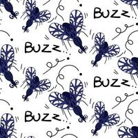 uma padronizar com desenho animado inseto mosquitos em uma branco fundo. azul insetos mosca e zumbido. desenho animado bonitinho, engraçado, pequeno insetos. para impressão em têxteis e papel vetor