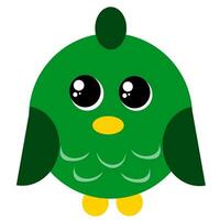 vetor ilustração do fofa verde pássaro desenho animado com grande olhos