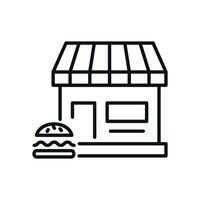 Hamburger de loja ou fazer compras isolado linha ícone. perfeito para rede sites, aplicativos, interface do usuário, Internet, lojas, lojas. simples imagem desenhado com Preto fino linha vetor