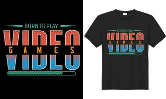 jogos tipografia letras vintage vídeo jogos camiseta Projeto. vetor