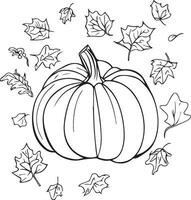 outono colheita vegetal abóbora outono outono estação coloração ilustração Páginas, bordo ornamentado folhas dentro Preto isolado em branco fundo. Olá, Ação de graças coloração página vetor