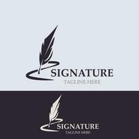 pena e assinatura logotipo Projeto minimalista o negócio símbolo placa modelo ilustração vetor