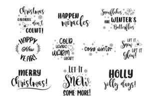letras conjunto caligrafia inverno, Novo ano, Natal vetor