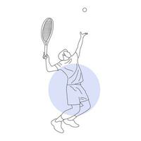 linha arte do tênis jogador vetor ilustração esboço mão desenhado isolado em branco fundo