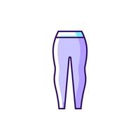 ícone de cor rgb roxo de leggings. moletom da moda feminina. calças justas para senhora. roupas esportivas elegantes. ilustração isolada do vetor. desenho de linha preenchido com roupas de casa e pijamas confortáveis vetor