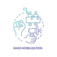 ícone do conceito de mobilização em massa. ilustração de linha fina de ideia abstrata de mudança de comunidade. desenvolvimento Social. fazendo mudanças positivas. motivação, incentivo. desenho de cor de contorno isolado de vetor