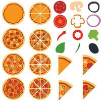pizza agrupar ícone vetor definir. pizza ilustração placa coleção. velozes Comida símbolo. Comida logotipo. pizzaria marca.