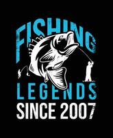 2007 desde pescaria legendas camiseta Projeto vetor ilustração ou poster