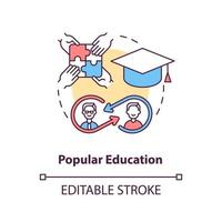 ícone do conceito de educação popular. ilustração de linha fina de ideia abstrata de estratégia de mudança de comunidade. abordagem da educação voltada para as pessoas. desenho de cor de contorno isolado vetor. curso editável vetor