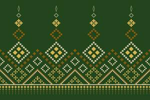 verde Cruz ponto colorida geométrico tradicional étnico padronizar ikat desatado padronizar fronteira abstrato Projeto para tecido impressão pano vestir tapete cortinas e sarongue asteca africano indiano indonésio vetor