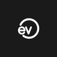 iniciais ev logotipo monograma com simples círculos linhas vetor