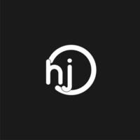 iniciais hj logotipo monograma com simples círculos linhas vetor